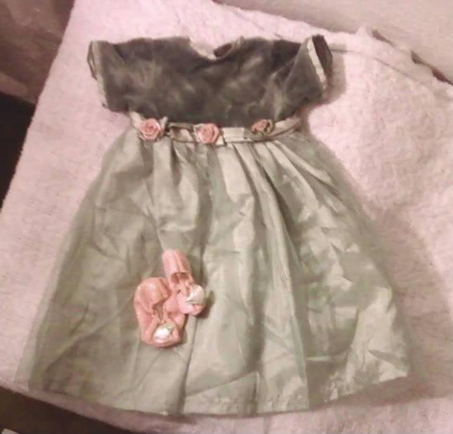 18\" Doll Small World Formal Dress Green w Sparkly Slippers