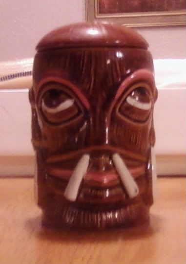 Large Ceramic Tiki Head Mug with Lid