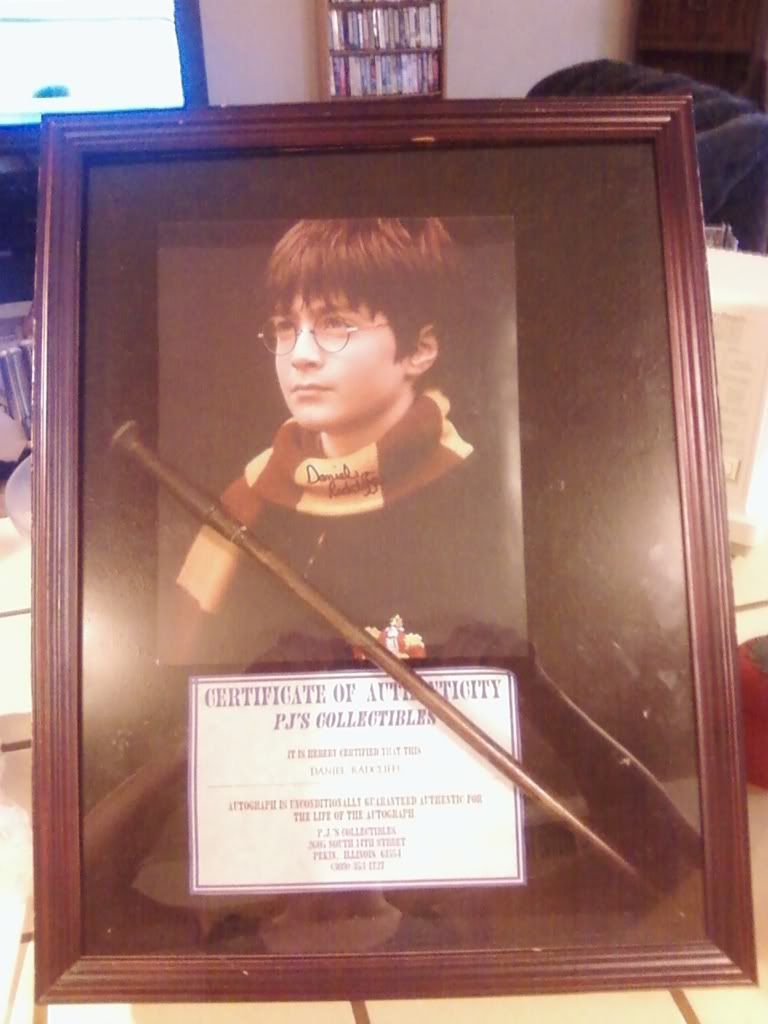 Harry Potter Autographed Picture & Replica Wand Display