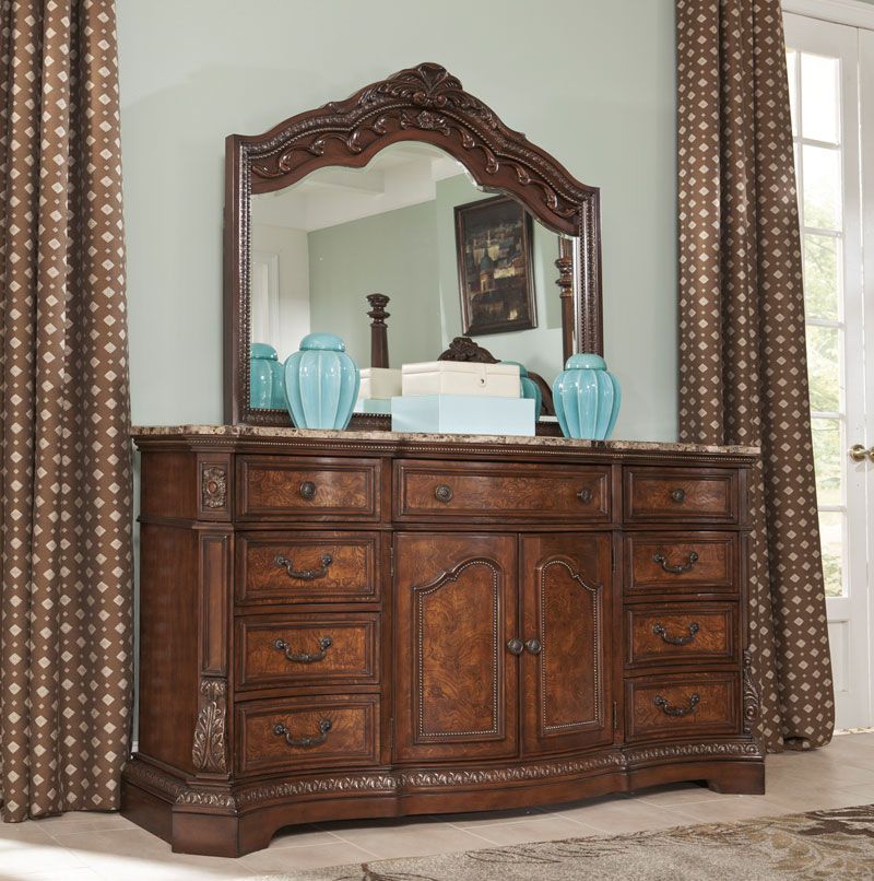 WINSTON 5pcs TRADITIONAL BROWN QUEEN KING LARGE POSTER BEDROOM SET