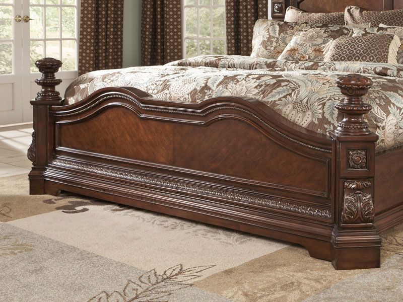 WINSTON 5pcs TRADITIONAL BROWN QUEEN KING LARGE POSTER BEDROOM SET