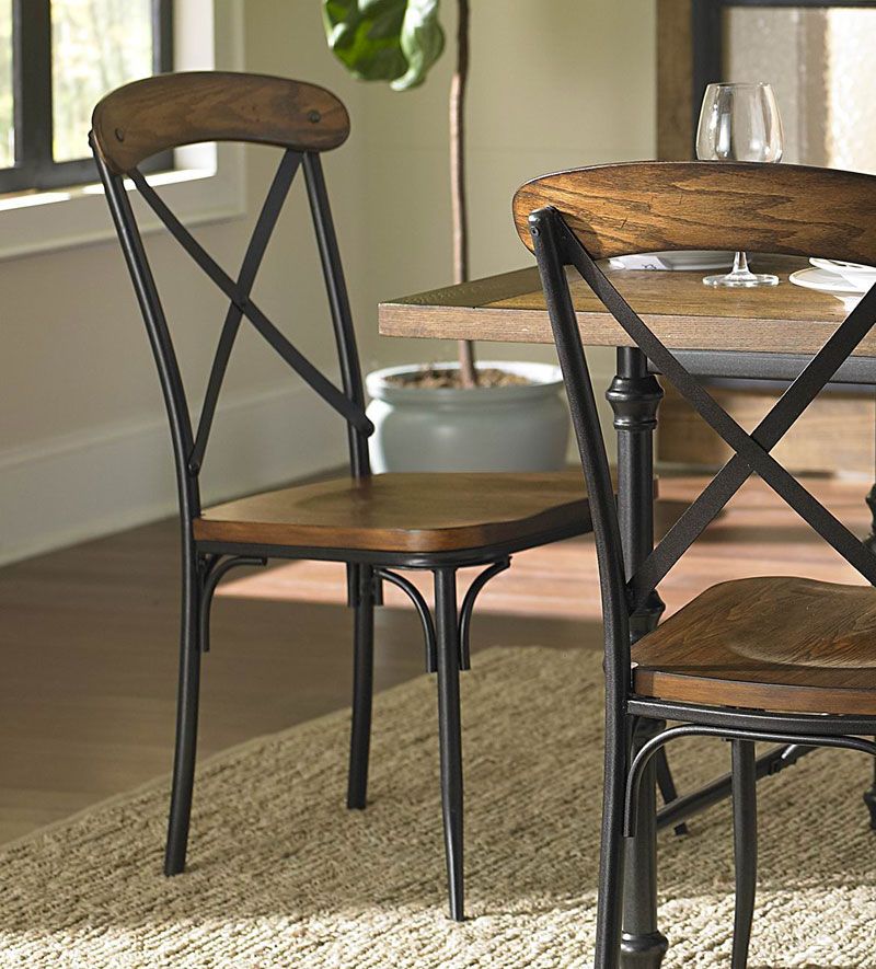 HESTER 7pcs COTTAGE RECTANGULAR METAL DINING ROOM TABLE CHAIRS SET