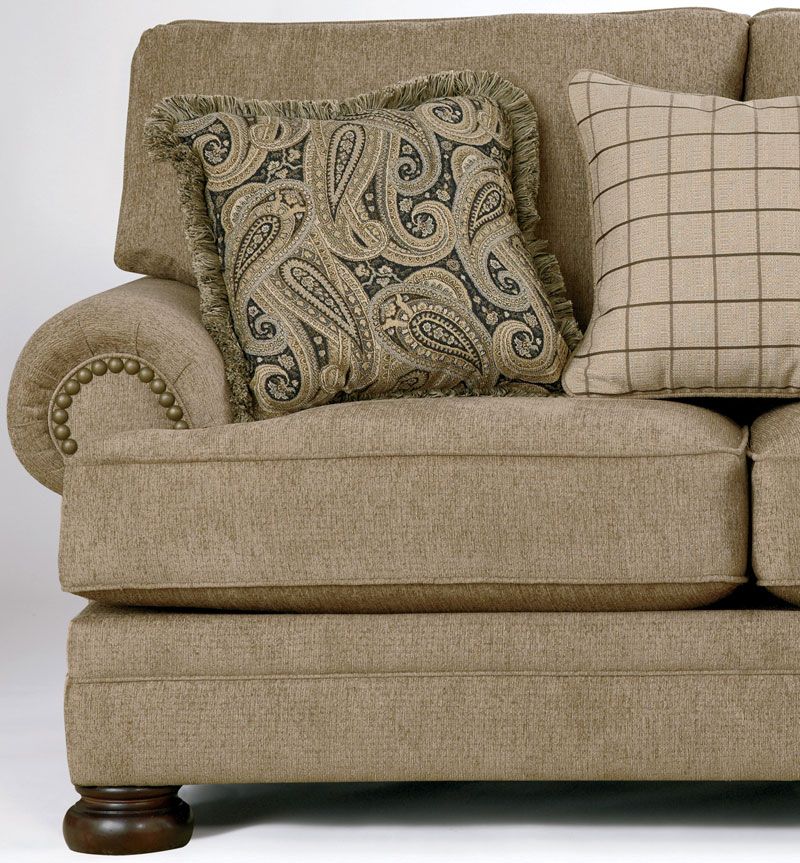 JOYCE TRADITIONAL TAN OVERSIZED CHENILLE SOFA COUCH SET LIVING ROOM