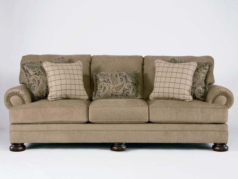 JOYCE TRADITIONAL TAN OVERSIZED CHENILLE SOFA COUCH SET LIVING ROOM