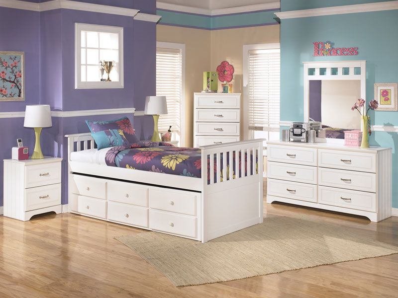 Brooks 5pcs Youth Twin Full Platform Storage Bed Children Kids Bedroom Set White