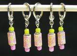 Groovy pink floral stitch markers