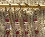 Pink Crystal Cubes stitch markers