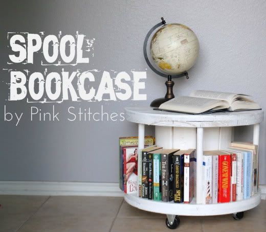 Pink Stitches Spool Bookcase Tutorial