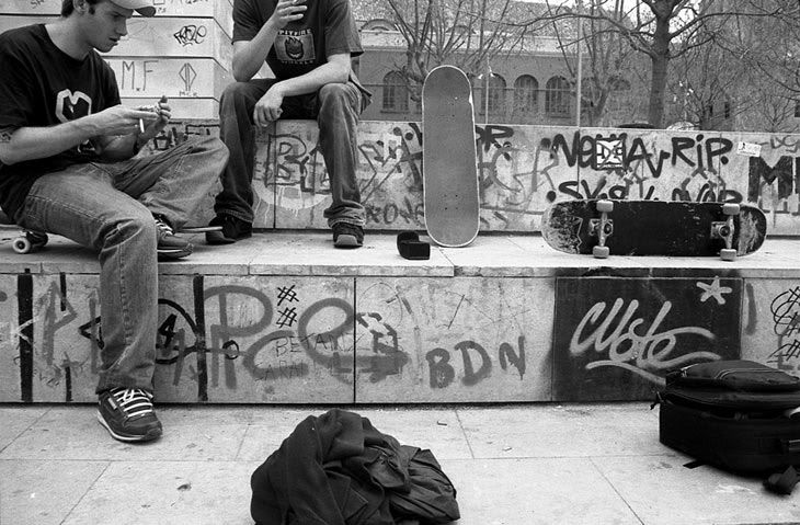 skaters chilling at MACBA - Barcelona, Spain skaters chilling at MACBA - Barcelona, Spain