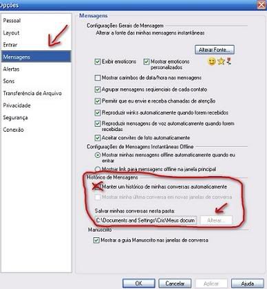 como salvar mensagens msn 3