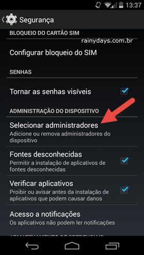 Descobrir Administradores Escondidos no Android 1