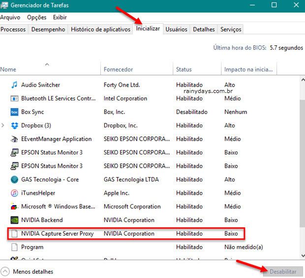 Desativar processos NVIDIA 8