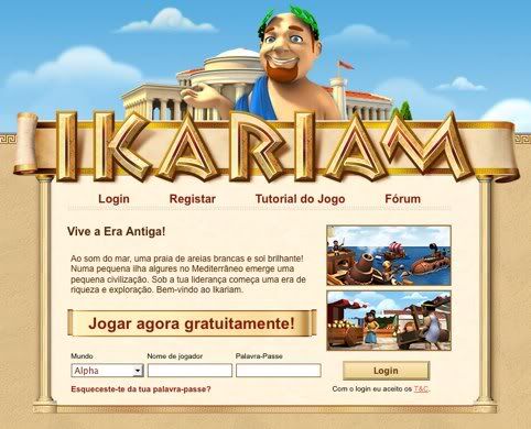 Ikariam Tela inicial do Ikariam onde você pode fazer seu registro