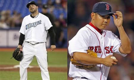 Dana Eveland (L), Daisuke Matsuzaka (R) - AP Photos