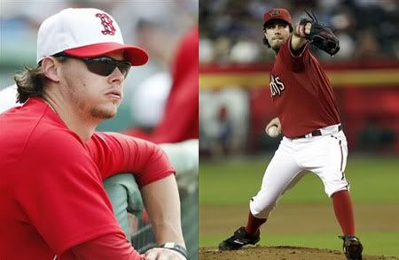 Clay Buchholz (L), Dan Haren (R)