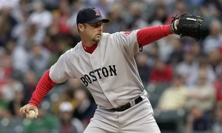 Boston Red Sox's Tim Wakefield pitches to the Cleveland Indians in the first inning in a baseball game, Tuesday, June 8, 2010, in Cleveland. - AP Photo