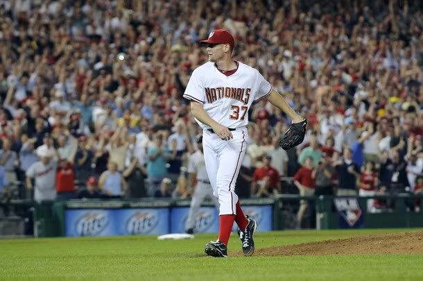 Washington Nationals rookie pitcher Stephen Strasburg  leaves the mound to cheers after striking out his last batter of the night against the Pittsburgh Pirates in the seventh inning of their National League baseball game in Washington, June 8, 2010 - Reuters Pictures