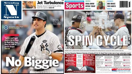 Newsday and Boston Herald sports covers for Tuesday, August 10, 2010
