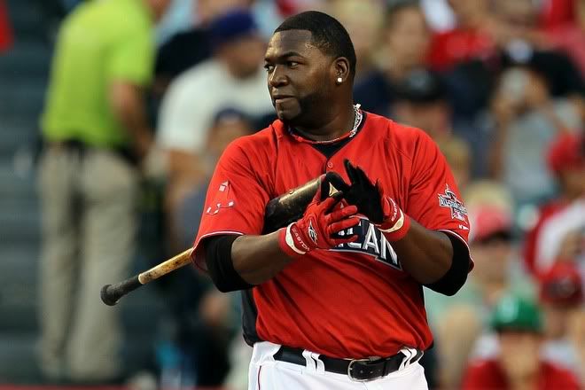 ANAHEIM, CA - JULY 12: American League All-Star David Ortiz(notes)  #34 of the Boston Red Sox looks on during the second round of the 2010 State Farm Home Run Derby during All-Star Weekend at Angel Stadium of Anaheim on July 12, 2010 in Anaheim, California. (Photo by Stephen Dunn/Getty Images)