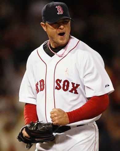 Boston Red Sox starting pitcher Jon Lester pumps his fist after a double play against the New York Yankees to end the top of the sixth inning of a baseball game at Fenway Park in Boston on Sunday, May 9, 2010. (AP Photo/Winslow Townson)