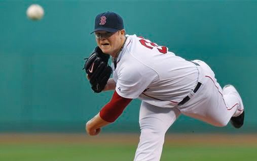 Boston Red Sox starter Jon Lester delivers against the Minnesota Twins during the first inning of their baseball game in Boston, Thursday, May 20, 2010. (AP Photo/Charles Krupa)