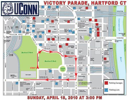 UConn Women's Victory Parade Map