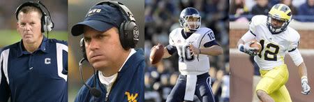 Randy Edsall (L), Rich Rodriguez (LC), Zach Frazer (RC), Roy Roundtree (R)