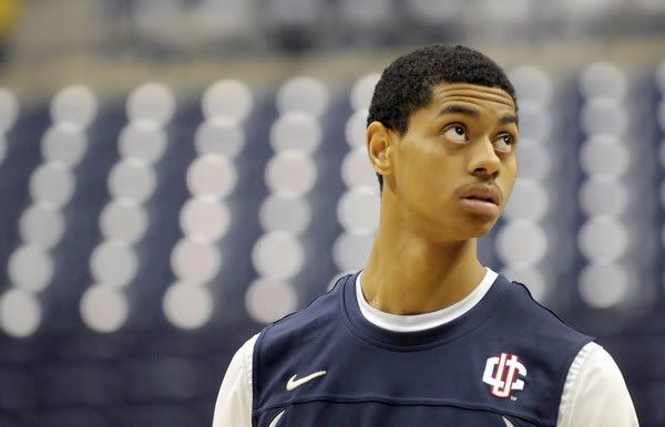 The University of Connecticut's Jeremy Lamb waits his turn to shoot during warm ups before their Big East game against Louisville at Gampel Pavilion. 