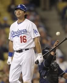 Los Angeles Dodgers' Andre Ethier reacts to a strike in the sixth inning of a baseball game against the San Diego Padres, Wednesday, Sept. 22, 2010, in Los Angeles.