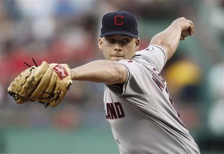 Cleveland Indians starting pitcher Justin Masterson(notes) delivers to the Boston Red Sox during the first inning of a baseball game at Fenway Park in Boston on Thursday, Aug. 4, 2011.