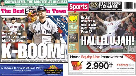 NY Post & Boston Herald sports covers 4-11-11