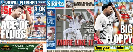 NY & Boston tabloid sports covers for Sunday, August 7, 2011