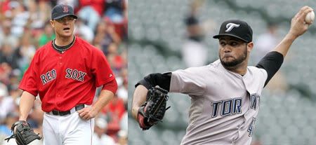 Jon Lester (L), Luis Perez (R)