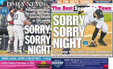 NY Daily News & NY Post back covers for Monday, May 16, 2011