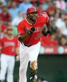 Torii Hunter #48 of the Los Angeles Angels of Anaheim plays against the Tampa Bay Rays in the game at Angel Stadium on May 12, 2010 in Anaheim, California.