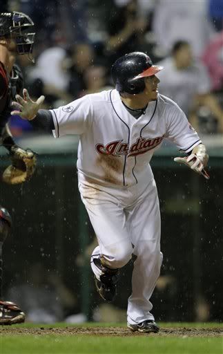 Cleveland Indians' Asdrubal Cabrera(notes) watches his RBI-double in the eighth inning of a baseball game against the Boston Red Sox on Monday, May 23, 2011, in Cleveland.