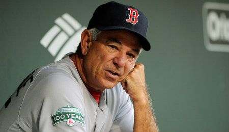 Boston Red Sox manager Bobby Valentine #25 looks on before a game against the Baltimore Orioles at Oriole Park at Camden Yards on August 15, 2012 in Baltimore, Maryland. 