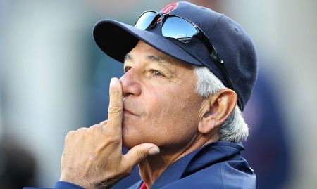 Boston Red Sox manager Bobby Valentine #25 watches the action during the game against the Detroit Tigers at Comerica Park on April 7, 2012 in Detroit, Michigan.