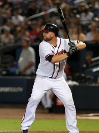 Brian McCann #16 of the Atlanta Braves bats against the Los Angeles Dodgers on September 3, 2011 at Turner Field in Atlanta, Georgia. 