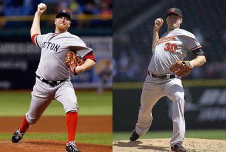 Aaron Cook (L), Chris Tillman (R)