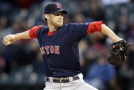 Boston Red Sox starter Daniel Bard delivers a pitch against the Chicago White Sox during the first inning of a baseball game in Chicago, Friday, April 27, 2012.