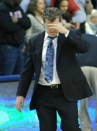 Connecticut head women's basketball coach Geno Auriemma leaves the floor at the end of the second half