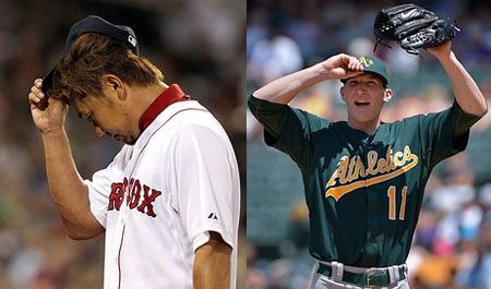 Daisuke Matsuzaka (L), Jarrod Parker (R)