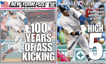 New York Post and NY Daily News sports covers for April 21, 2012