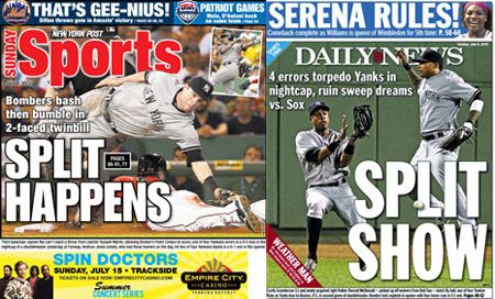 NY Post & NY Daily News Back Covers for Sunday, July 8, 2012