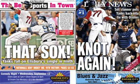 NY Post and NY Daily New sports covers for 9-12-12