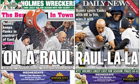 NY Daily News and NY Post sports covers for October 3, 2012