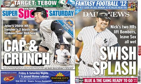 NY Post and NY Daily News Sports covers for Saturday, August 18, 2012