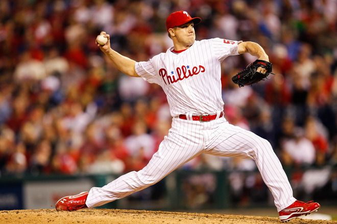 Jonathan Papelbon #58 of the Philadelphia Phillies throws a pitch during the game against the Boston Red Sox at Citizens Bank Park on May 18, 2012 in Philadelphia, Pennsylvania. 