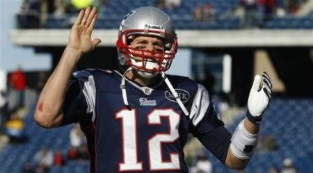 New England Patriots quarterback Tom Brady yells as he runs towards fans prior to an NFL football game against the Buffalo Bills in Foxborough, Mass. , Sunday, Jan. 1, 2012.